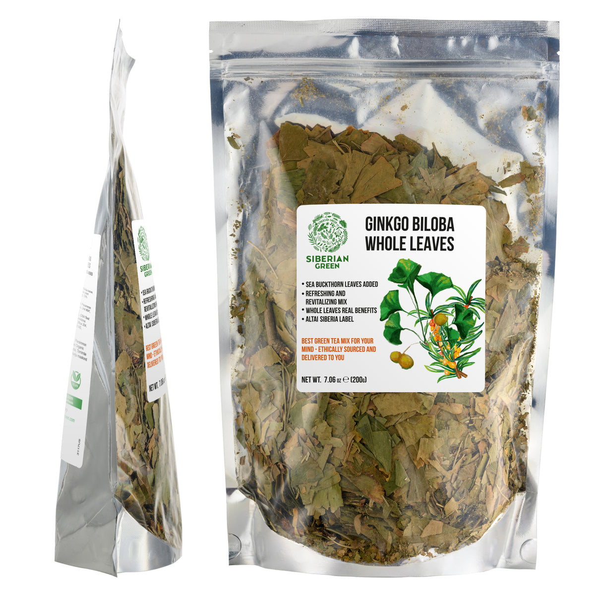 Siberian Ginkgo Biloba with Sea Buckthorn Leaves – 200g Loose Herbal Tea