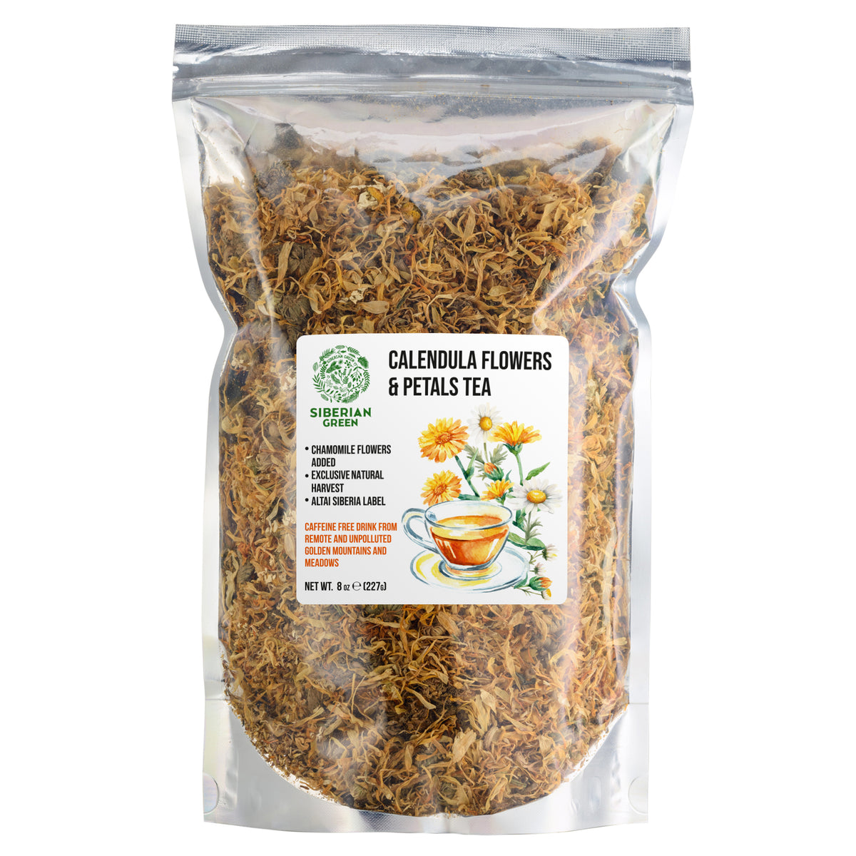 Siberian Green Calendula Tea – Dried Petals and Flowers of Calendula with 100% Natural Ingredients