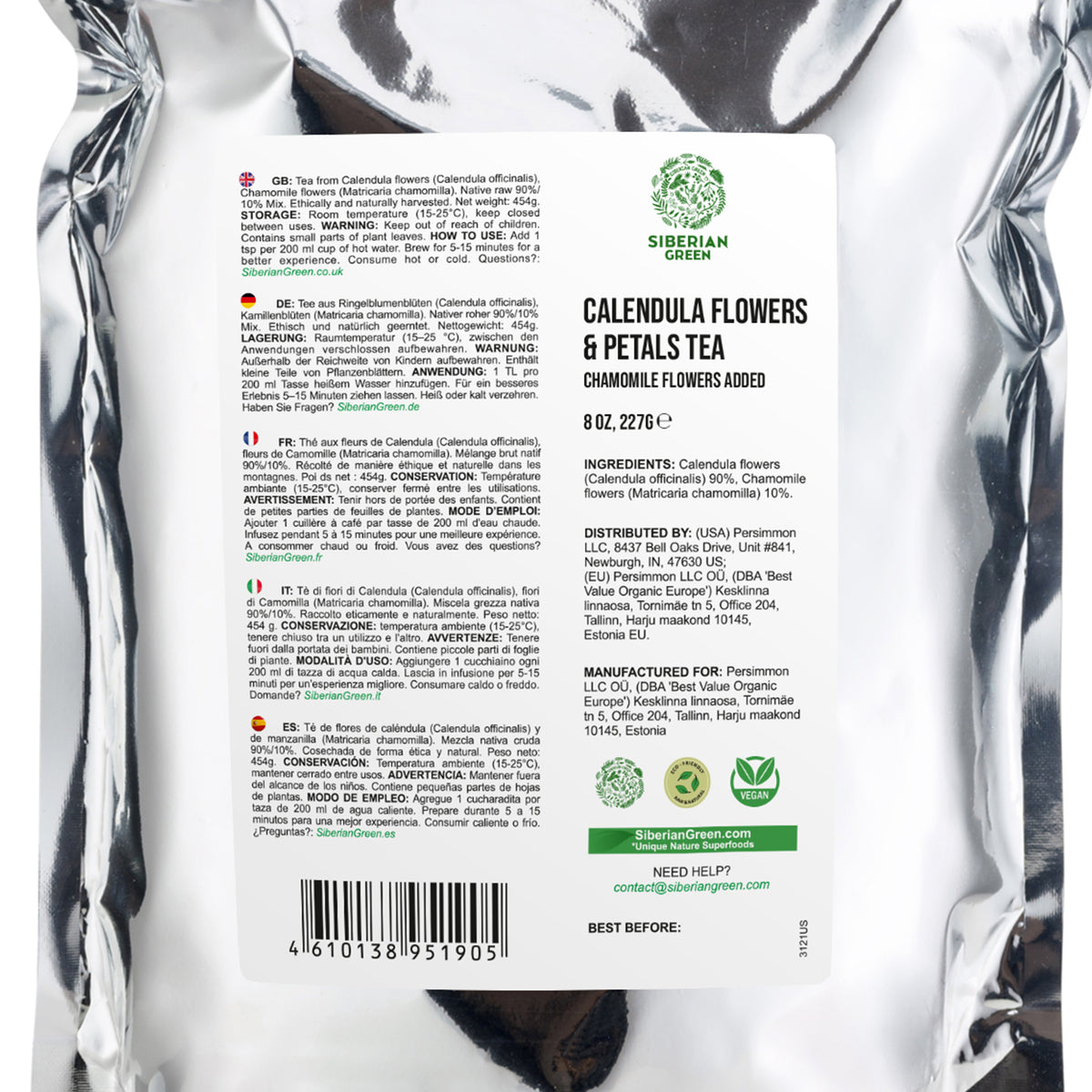 Siberian Green Calendula Tea – Dried Petals and Flowers of Calendula with 100% Natural Ingredients