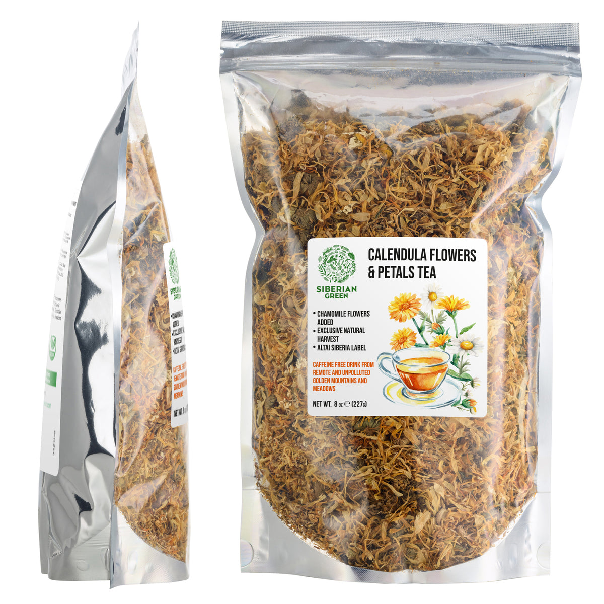 Siberian Green Calendula Tea – Dried Petals and Flowers of Calendula with 100% Natural Ingredients