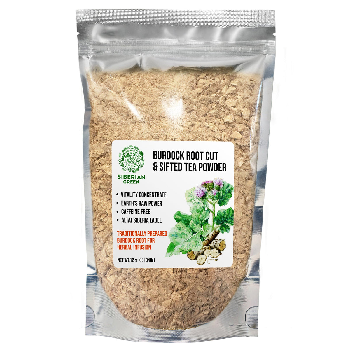 Siberian Green Burdock Root Tea Cut and Sifted Natural Herbal Detox Support and Skin Wellness Premium Arctium Lappa 340 g