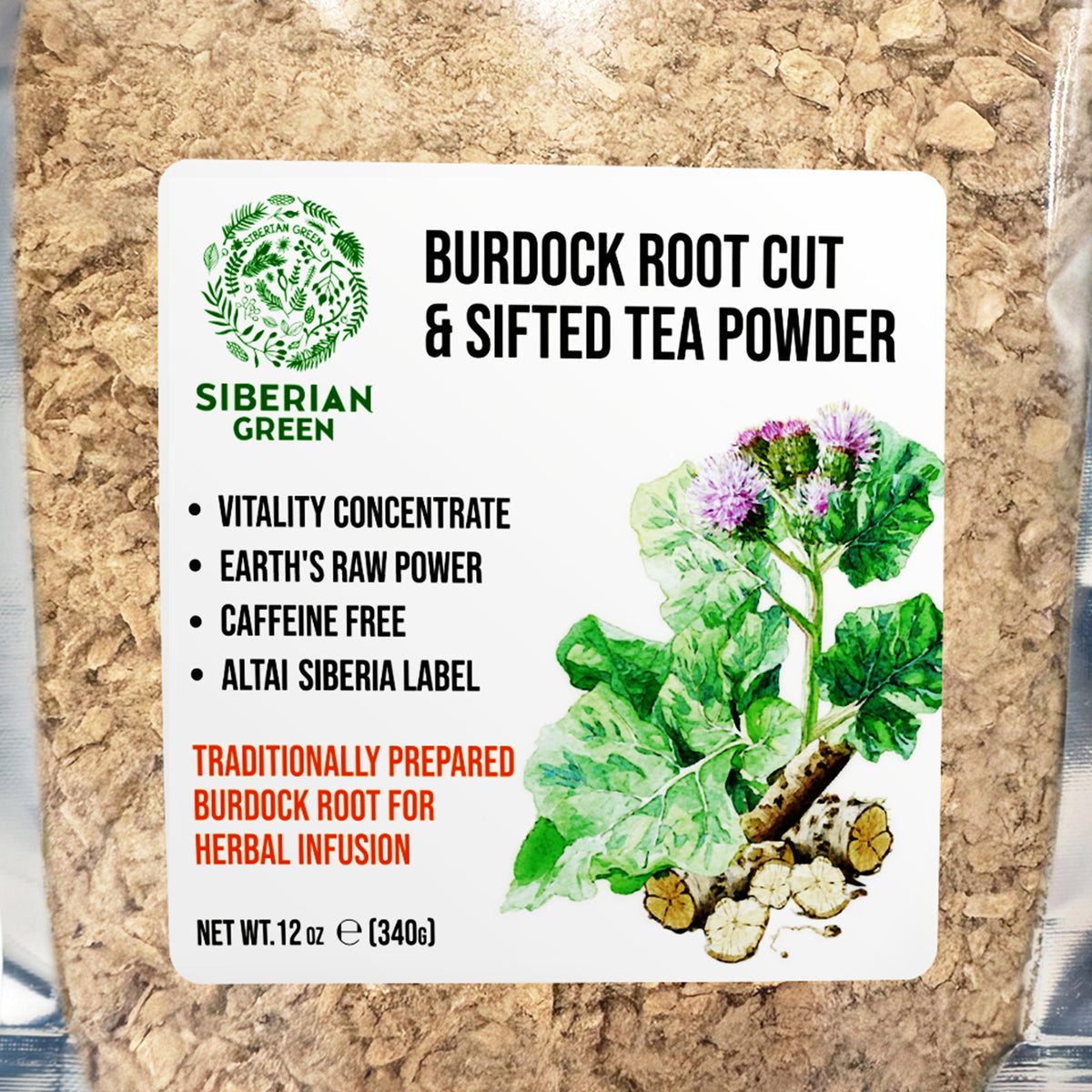 Siberian Green Burdock Root Tea Cut and Sifted Natural Herbal Detox Support and Skin Wellness Premium Arctium Lappa 340 g