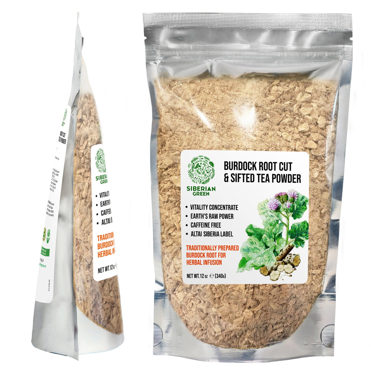 Siberian Green Burdock Root Tea Cut and Sifted Natural Herbal Detox Support and Skin Wellness Premium Arctium Lappa 340 g