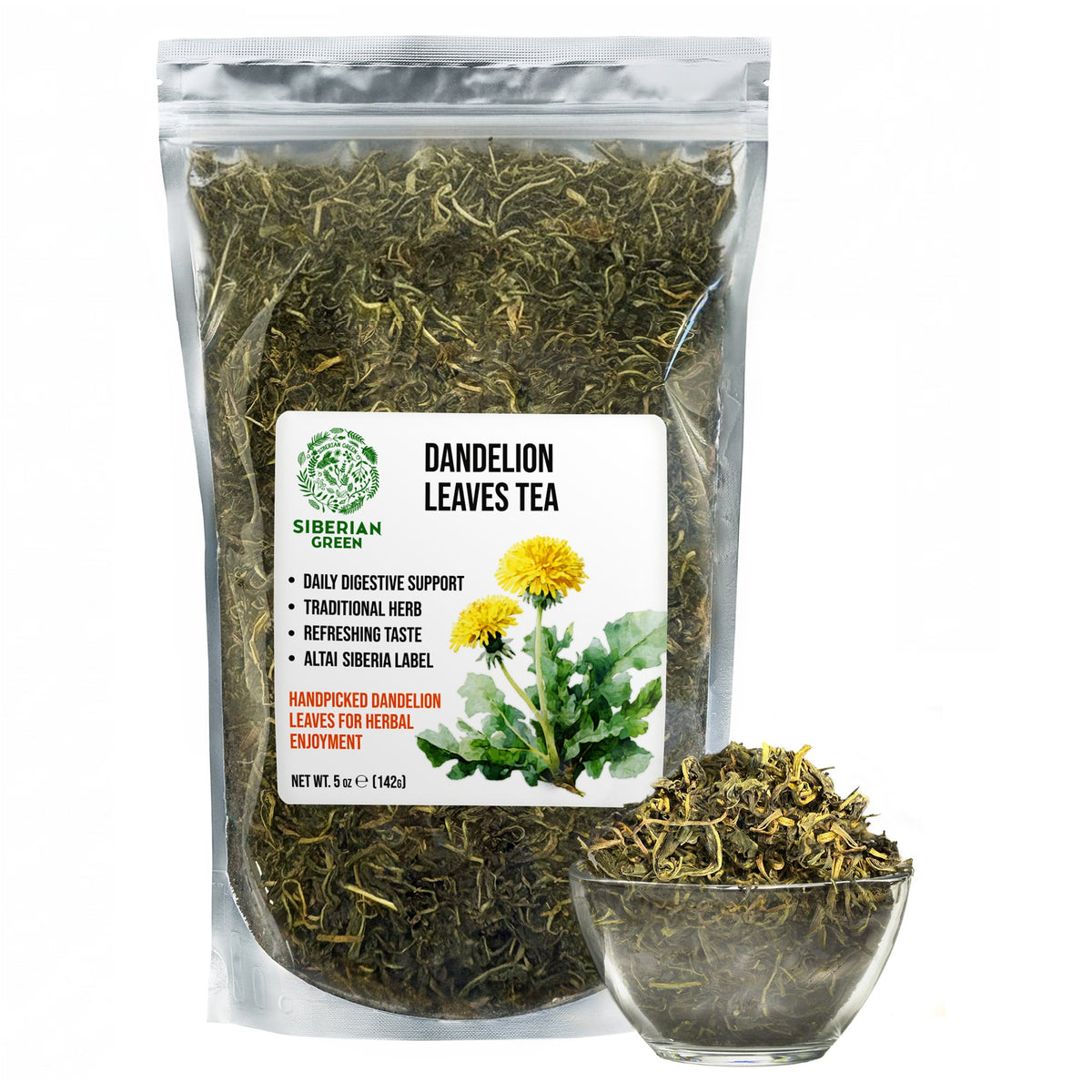 Siberian Green Dandelion Leaf Tea Australia Caffeine Free Herbal Tea Taraxacum officinale Loose Leaf 142 g