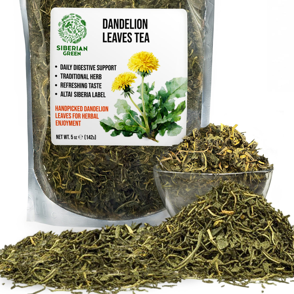 Siberian Green Dandelion Leaf Tea Australia Caffeine Free Herbal Tea Taraxacum officinale Loose Leaf 142 g