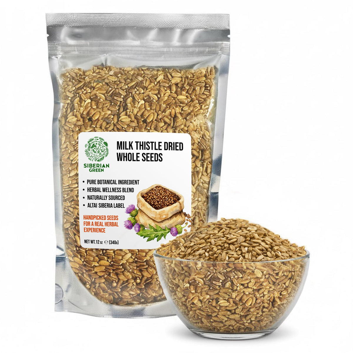 Siberian Green Milk Thistle Seeds Tea Australia Single Ingredient Herbal Tea Caffeine Free  Liver Support Silybum marianum Whole Seeds 340 g
