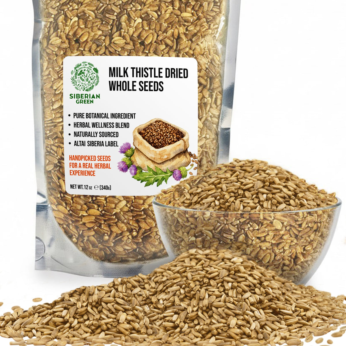 Siberian Green Milk Thistle Seeds Tea Australia Single Ingredient Herbal Tea Caffeine Free  Liver Support Silybum marianum Whole Seeds 340 g