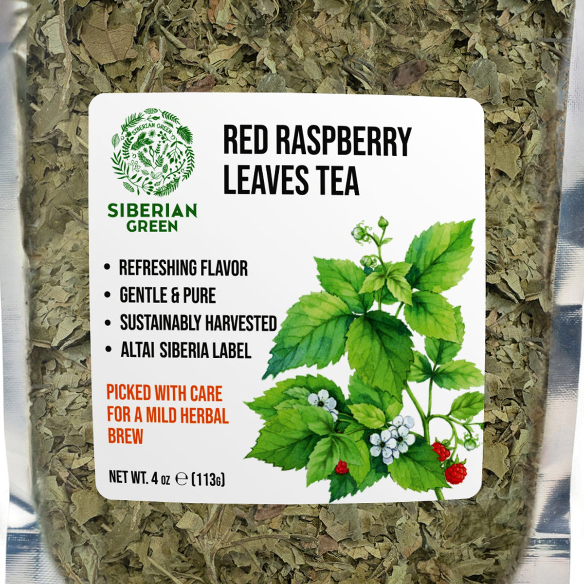 Siberian Green Red Raspberry Leaf Tea Australia Mild Sweet Herbal Tea - Womens Balance Rubus idaeus Loose Leaf 113 g