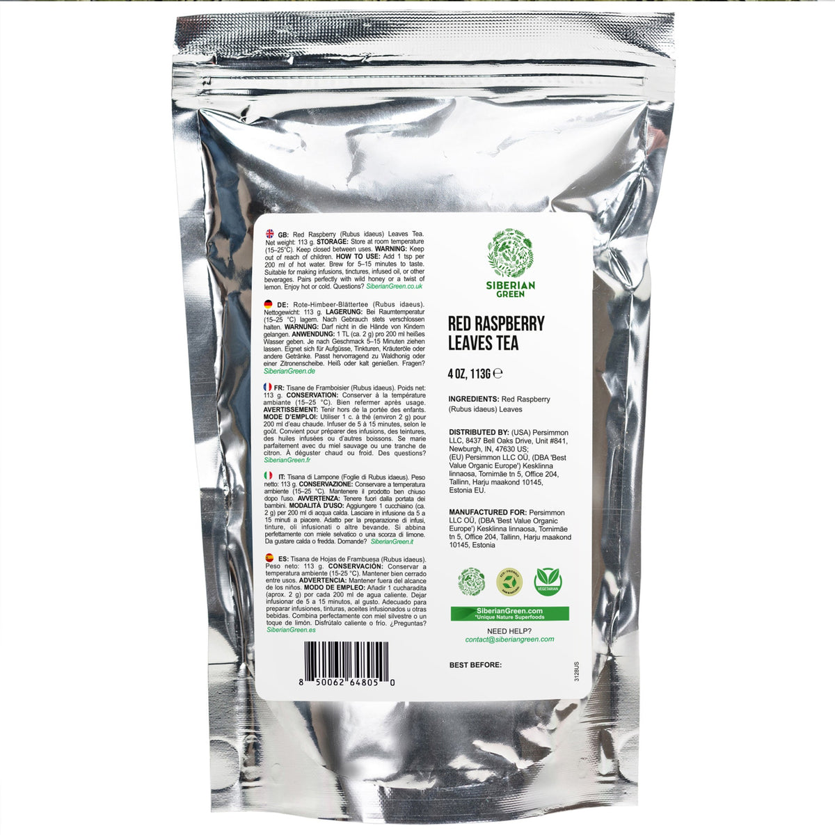 Siberian Green Red Raspberry Leaf Tea Australia Mild Sweet Herbal Tea - Womens Balance Rubus idaeus Loose Leaf 113 g