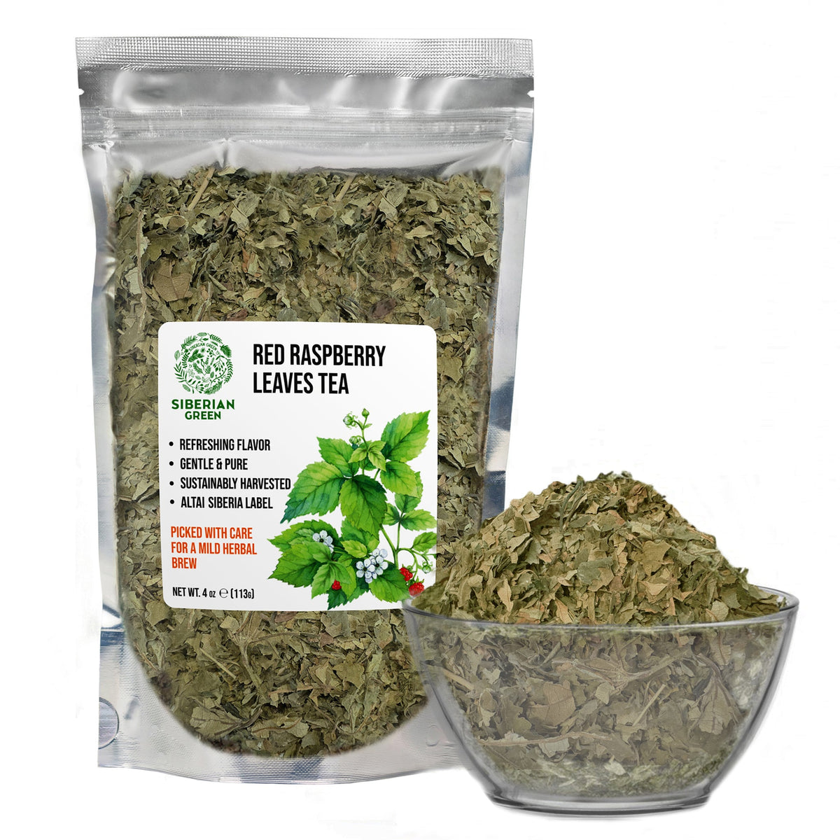 Siberian Green Red Raspberry Leaf Tea Australia Mild Sweet Herbal Tea - Womens Balance Rubus idaeus Loose Leaf 113 g
