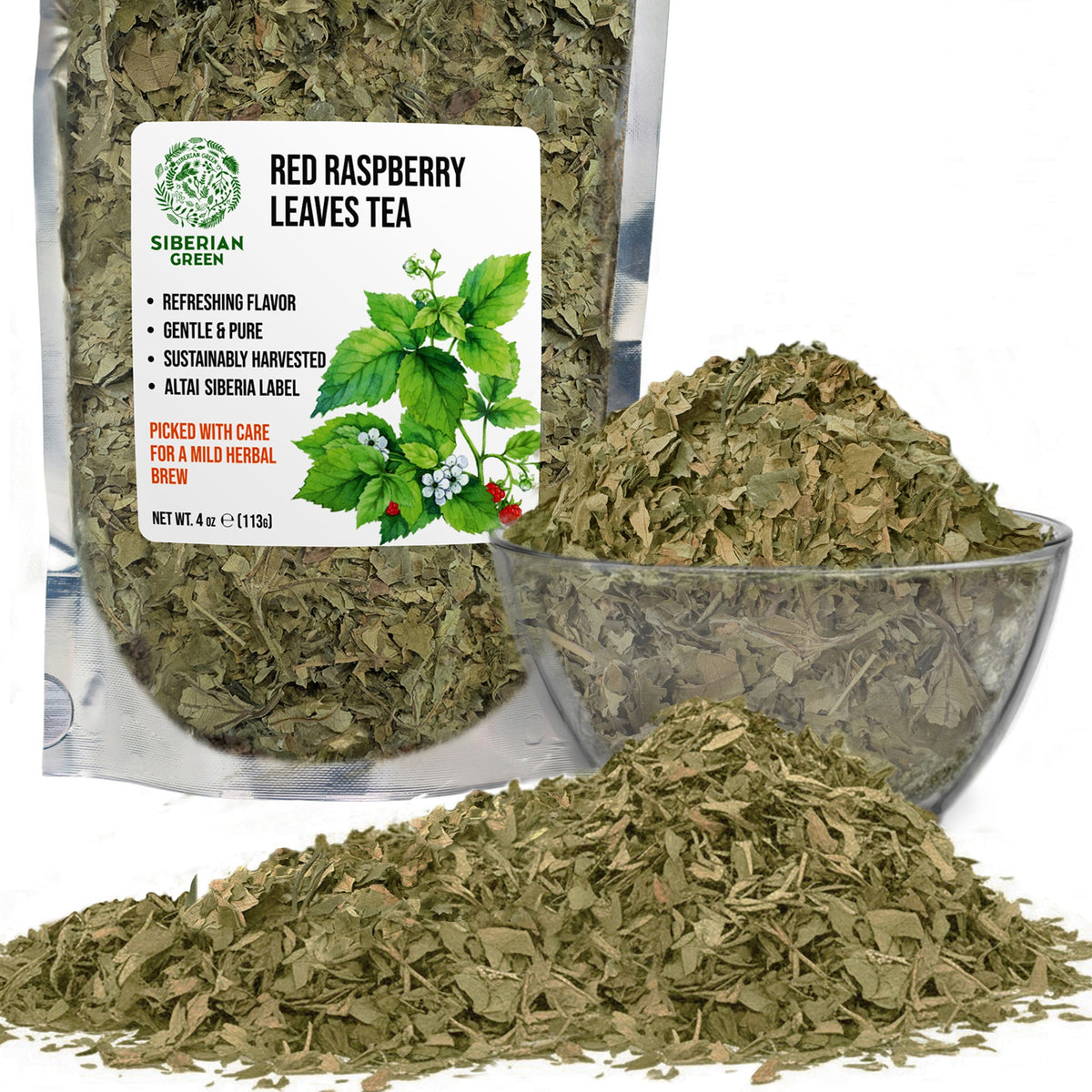 Siberian Green Red Raspberry Leaf Tea Australia Mild Sweet Herbal Tea - Womens Balance Rubus idaeus Loose Leaf 113 g