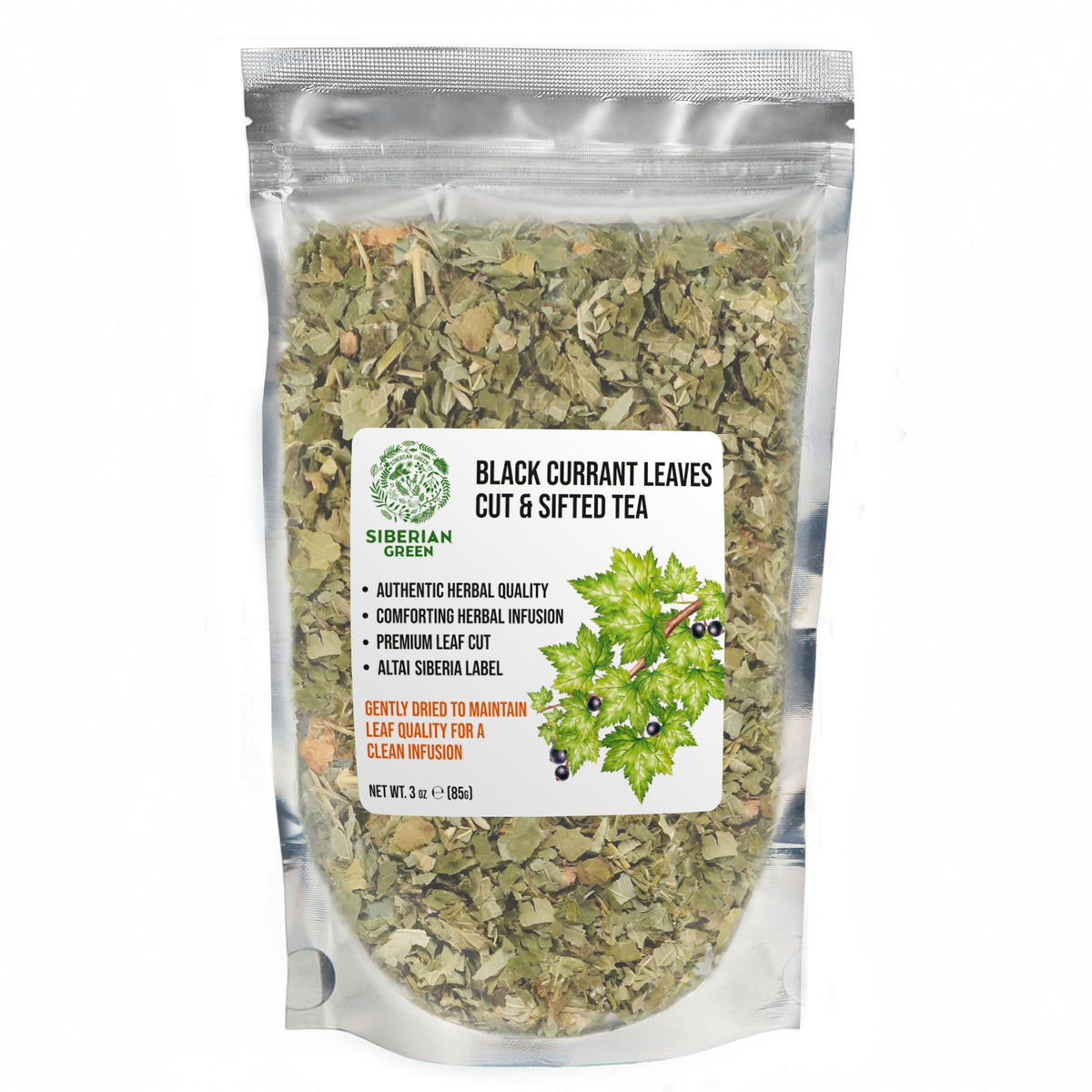 Siberian Green Black Currant Leaf Tea 85 g – Loose Leaf Cut and Sifted Botanical Leaves for Daily Use