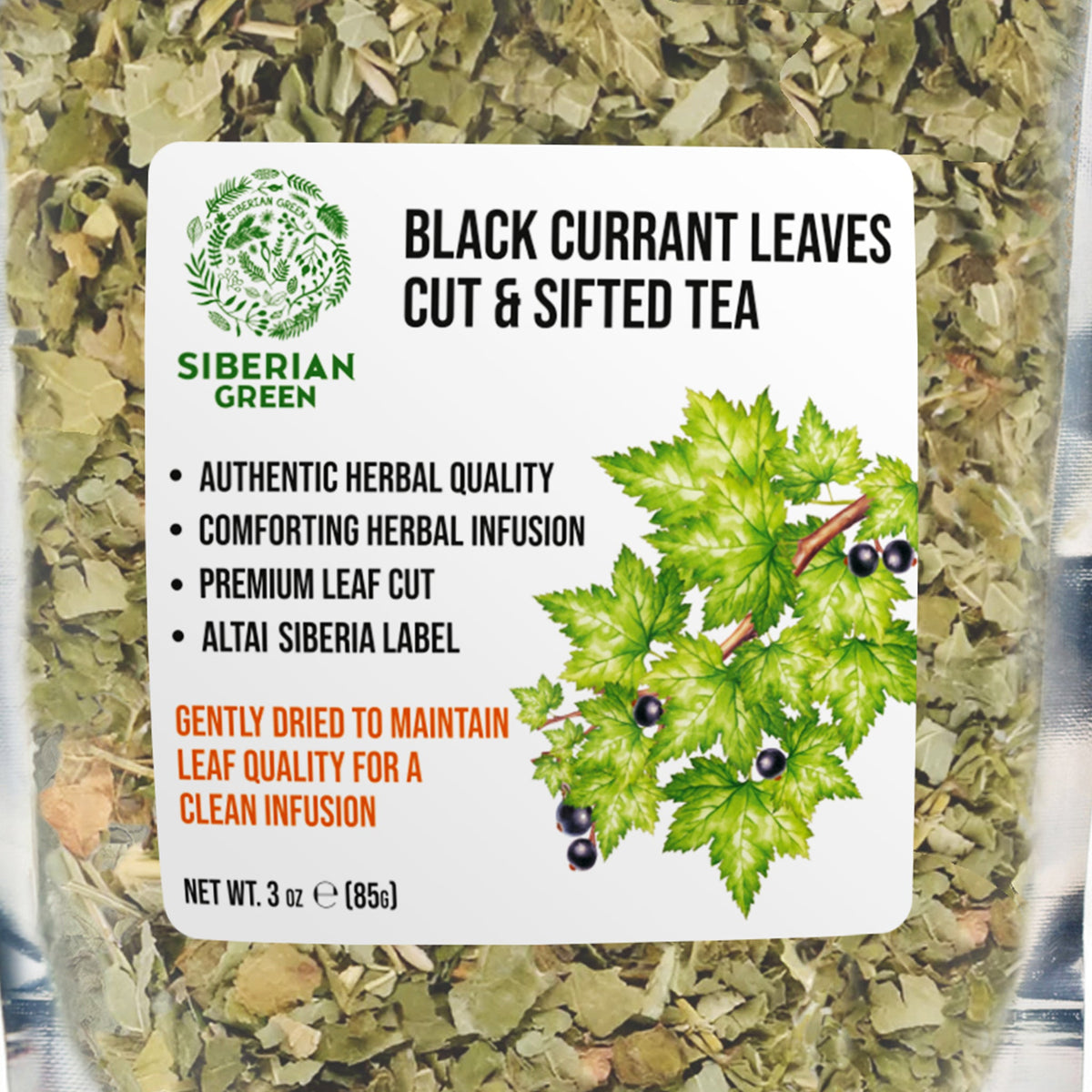 Siberian Green Black Currant Leaf Tea 85 g – Loose Leaf Cut and Sifted Botanical Leaves for Daily Use