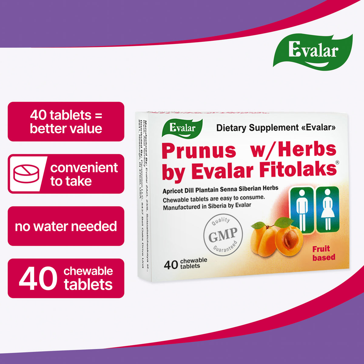Fitolax Apricot by Evalar 40 Tabs