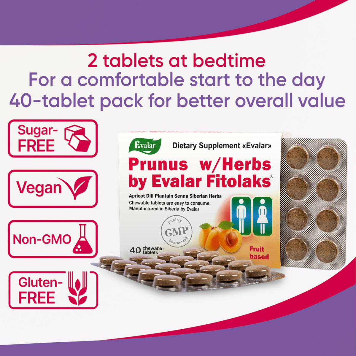 Fitolax Apricot by Evalar 40 Tabs