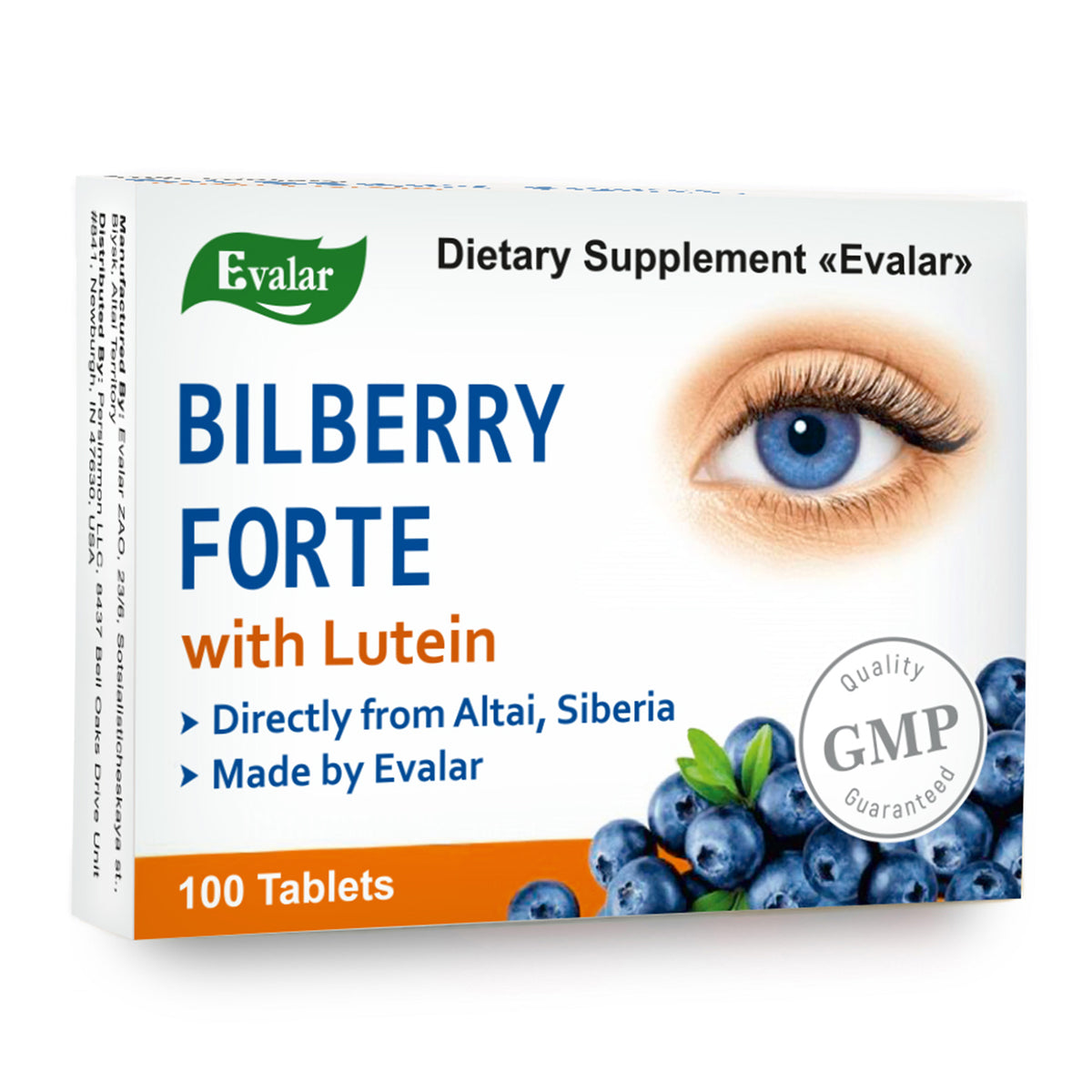Blueberry Bilberry Forte by Evalar 100 Tabs