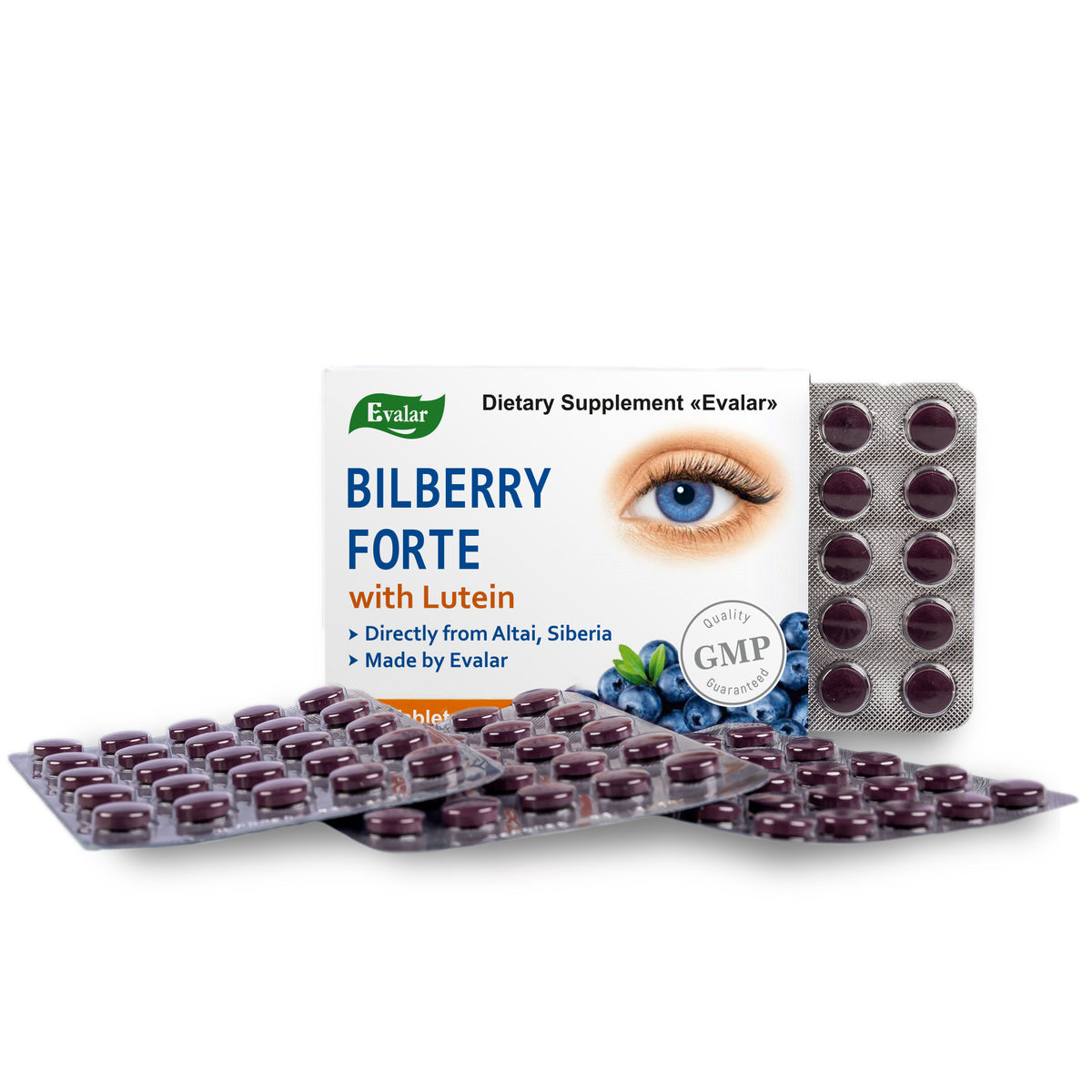 Blueberry Bilberry Forte by Evalar 100 Tabs
