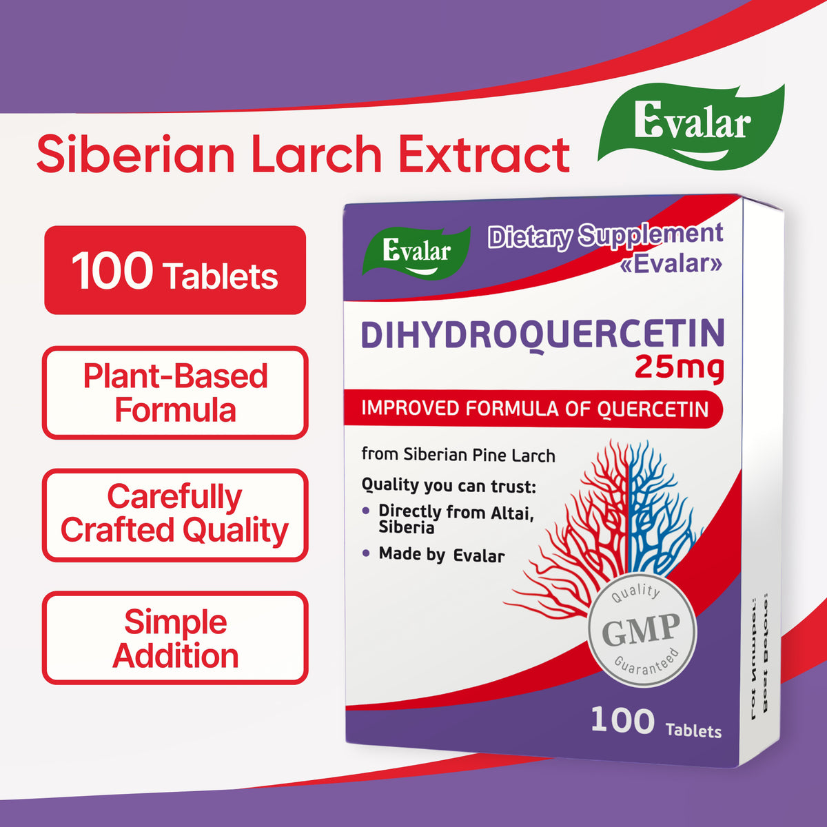 Dihydro Quercetin Evalar Siberian Pine Larch 100 Tabs