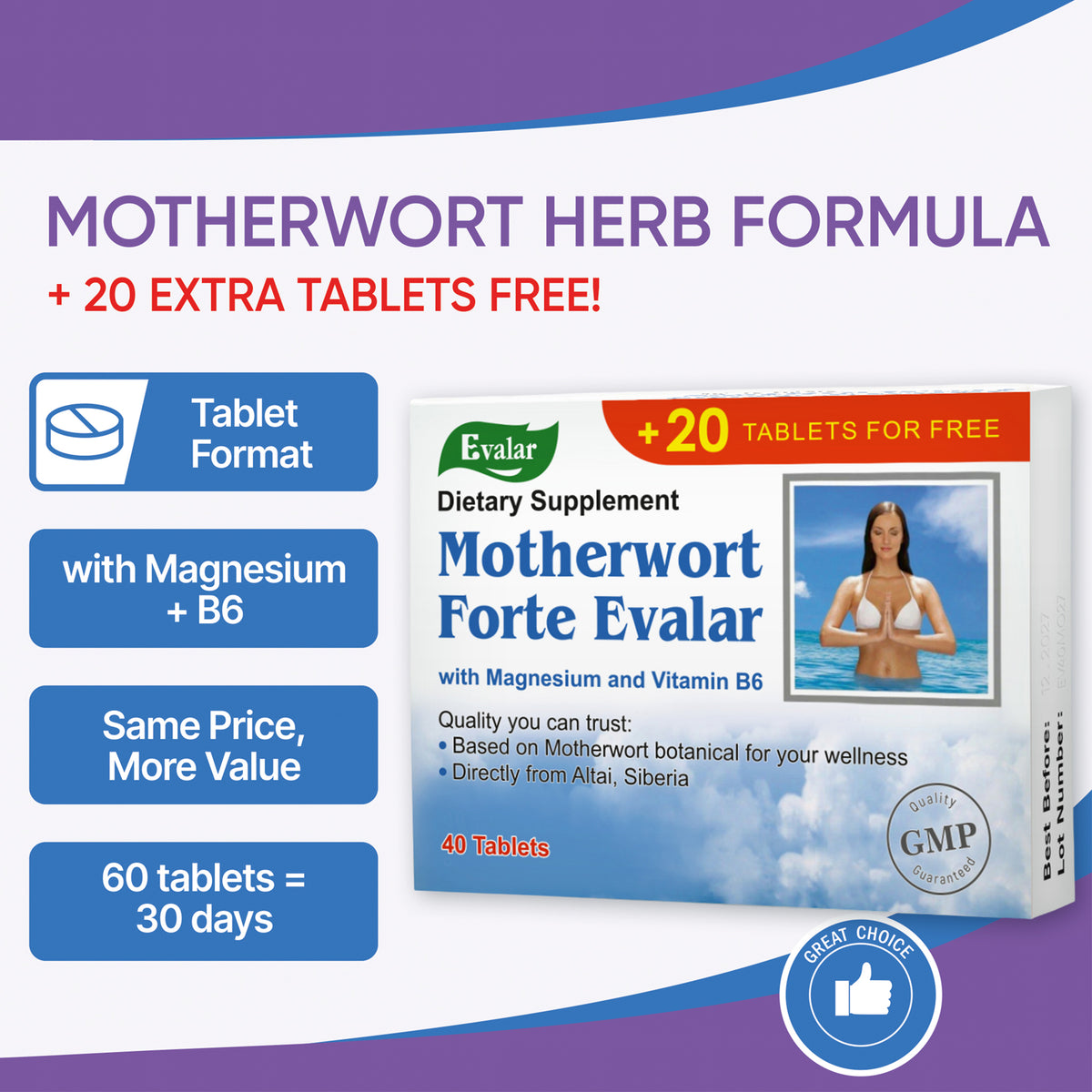 Motherwort by Evalar 40 Tabs