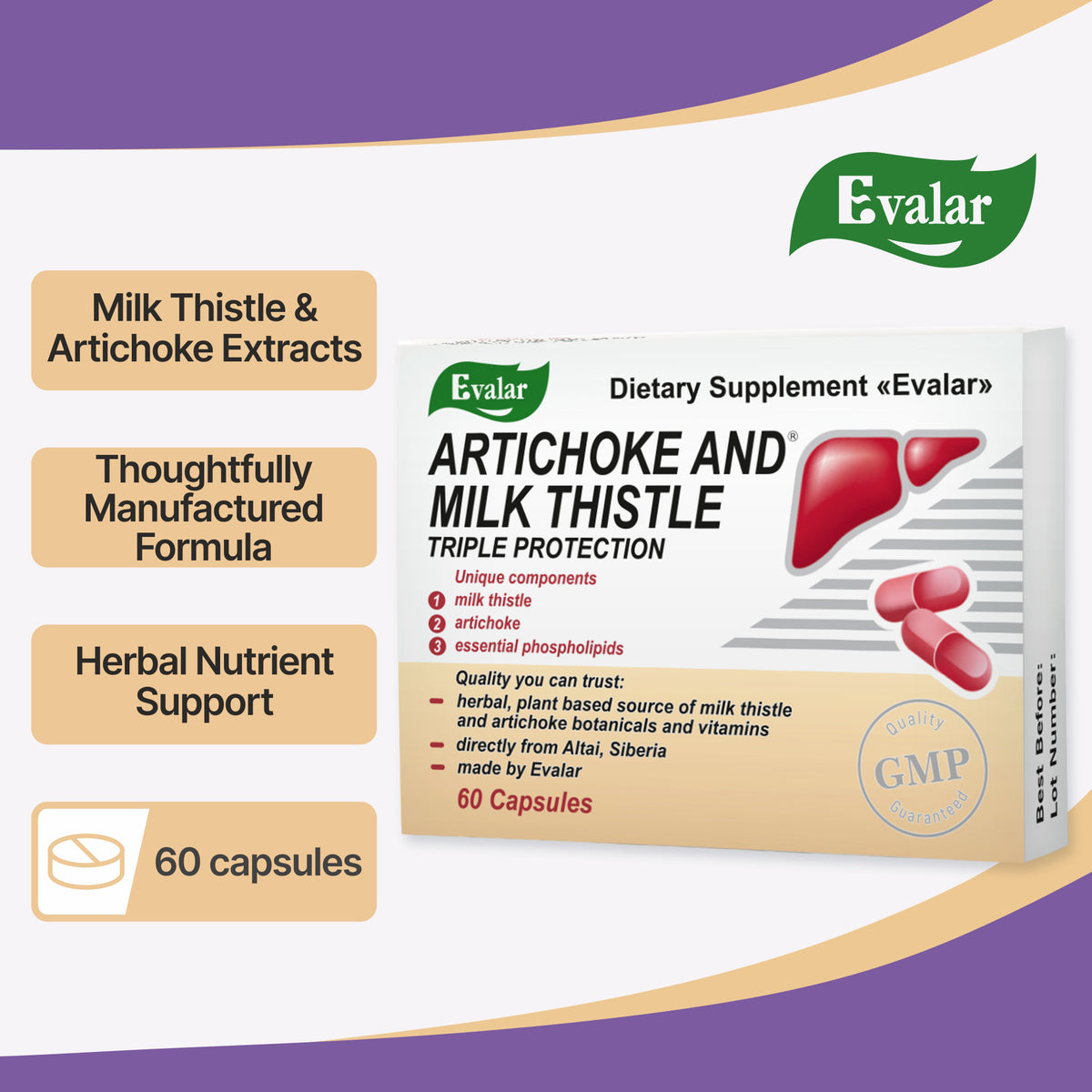Artichoke & Milk Thistle by Evalar – 60 Tablets