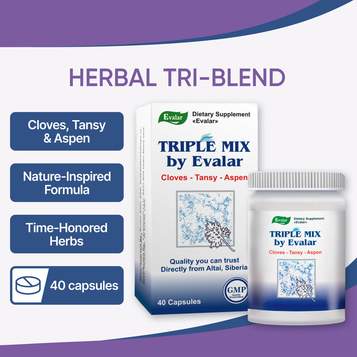 Cloves Tansy Aspen Herbal Mix by Evalar 40 Caps