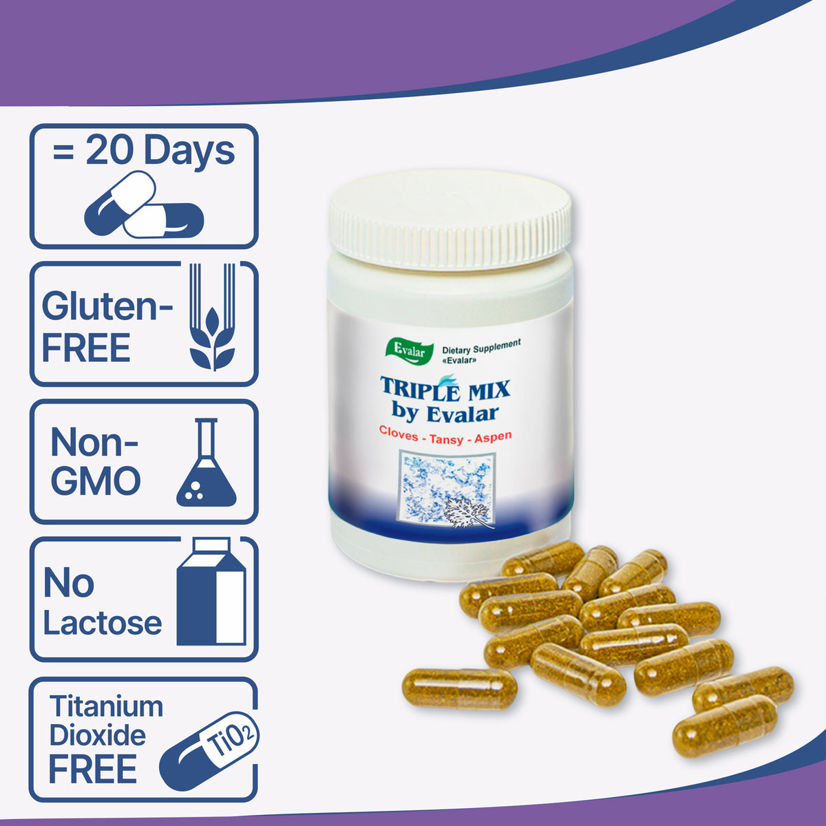 Cloves Tansy Aspen Herbal Mix by Evalar 40 Caps