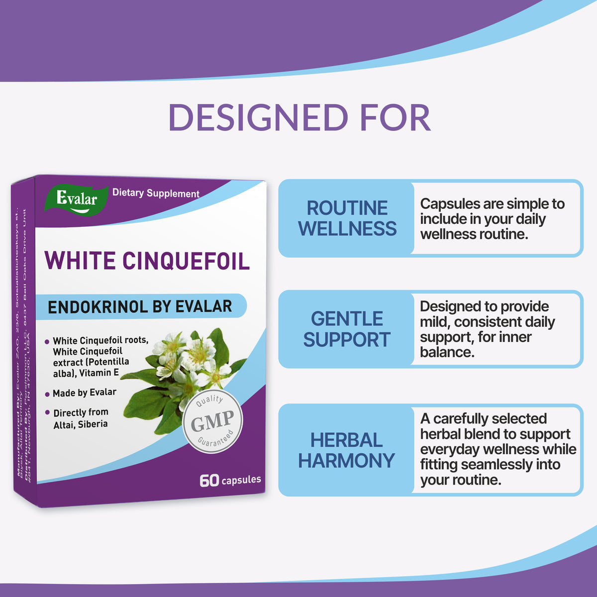 White Cinquefoil Potentilla Herb by Evalar 60 Caps