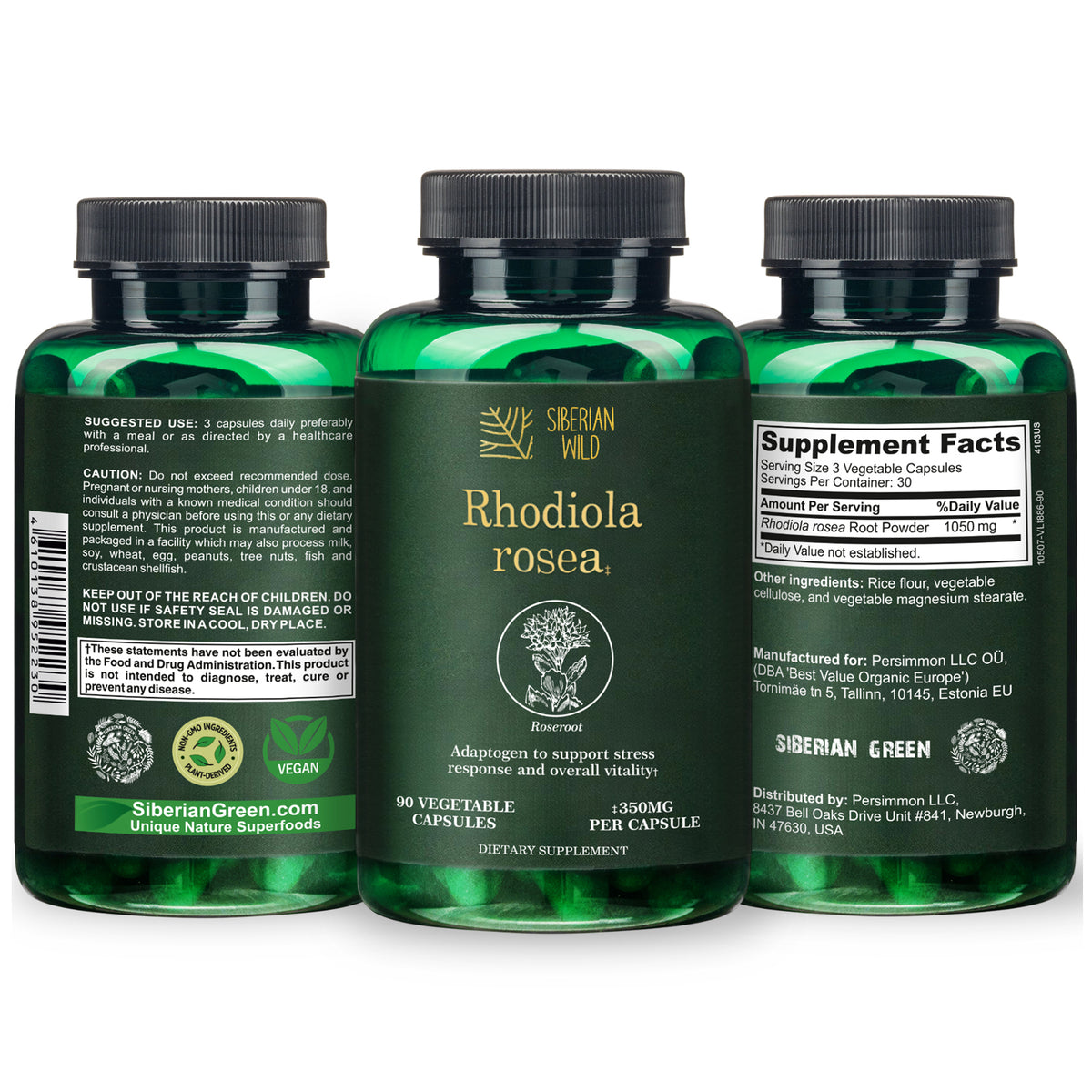 Siberian Wild Rhodiola Rosea Capsules – 350 mg – 90 Vegan Capsules