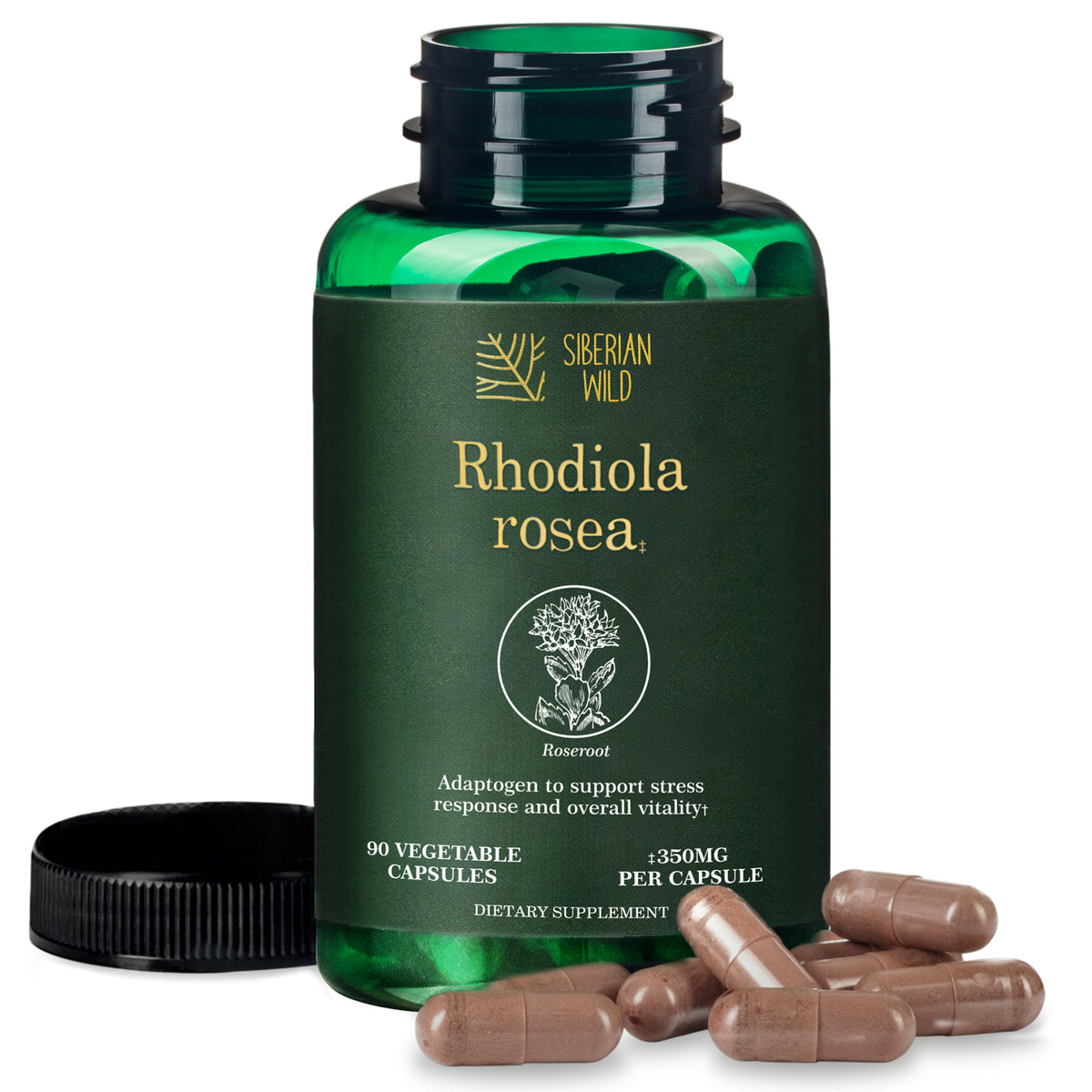 Siberian Wild Rhodiola Rosea Capsules – 350 mg – 90 Vegan Capsules