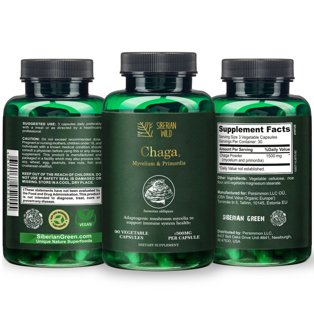 Siberian Wild Chaga Mushroom – 1500mg Capsules for Immunity Booster Chaga