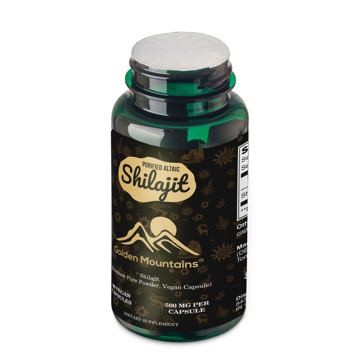 Golden Mountains Shilajit Vegan Capsules – 500mg, 90 Vegan Capsules