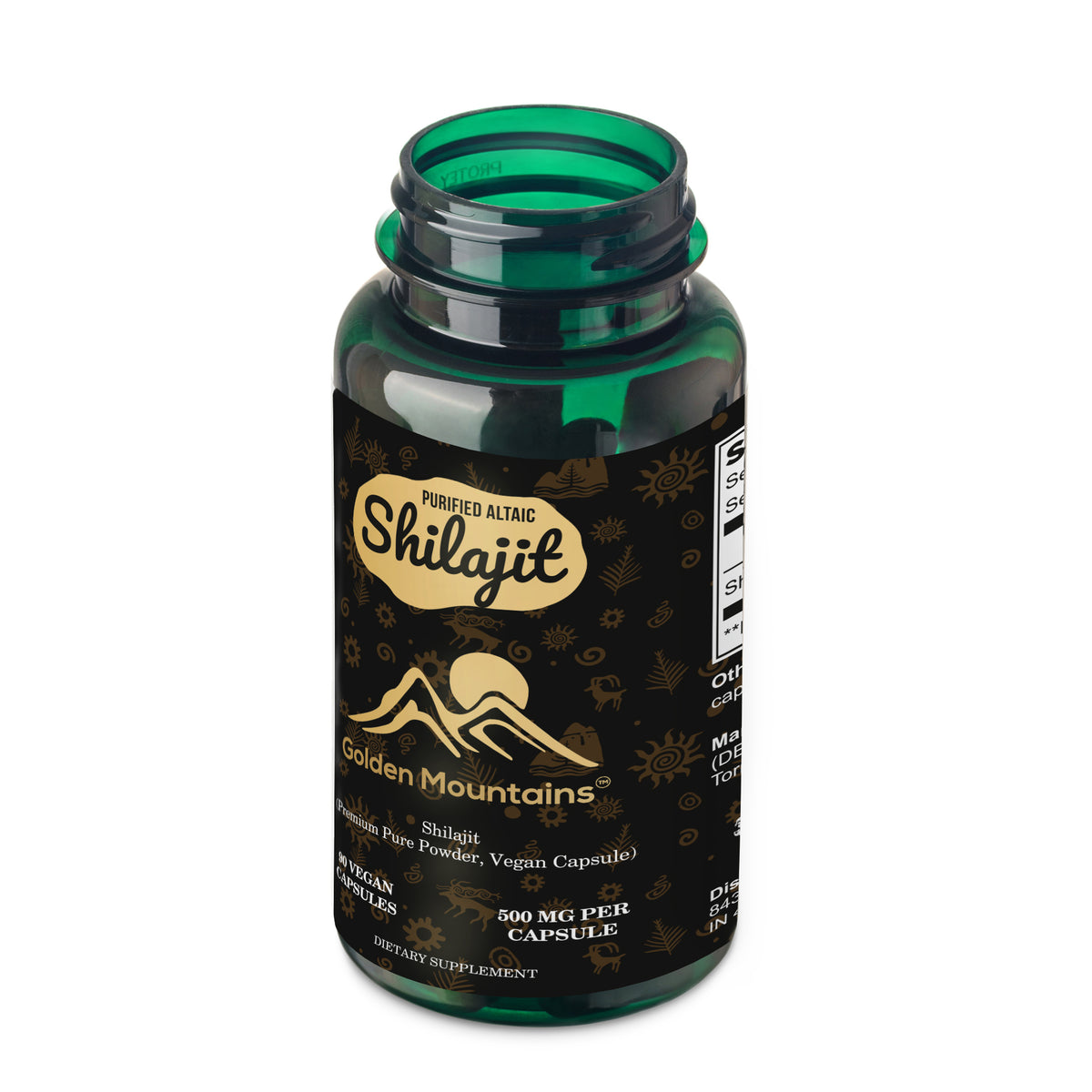 Golden Mountains Shilajit Vegan Capsules – 500mg, 90 Vegan Capsules