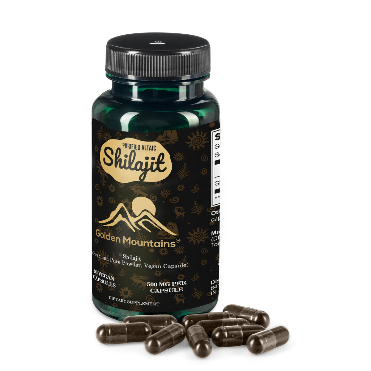Golden Mountains Shilajit Vegan Capsules – 500mg, 90 Vegan Capsules