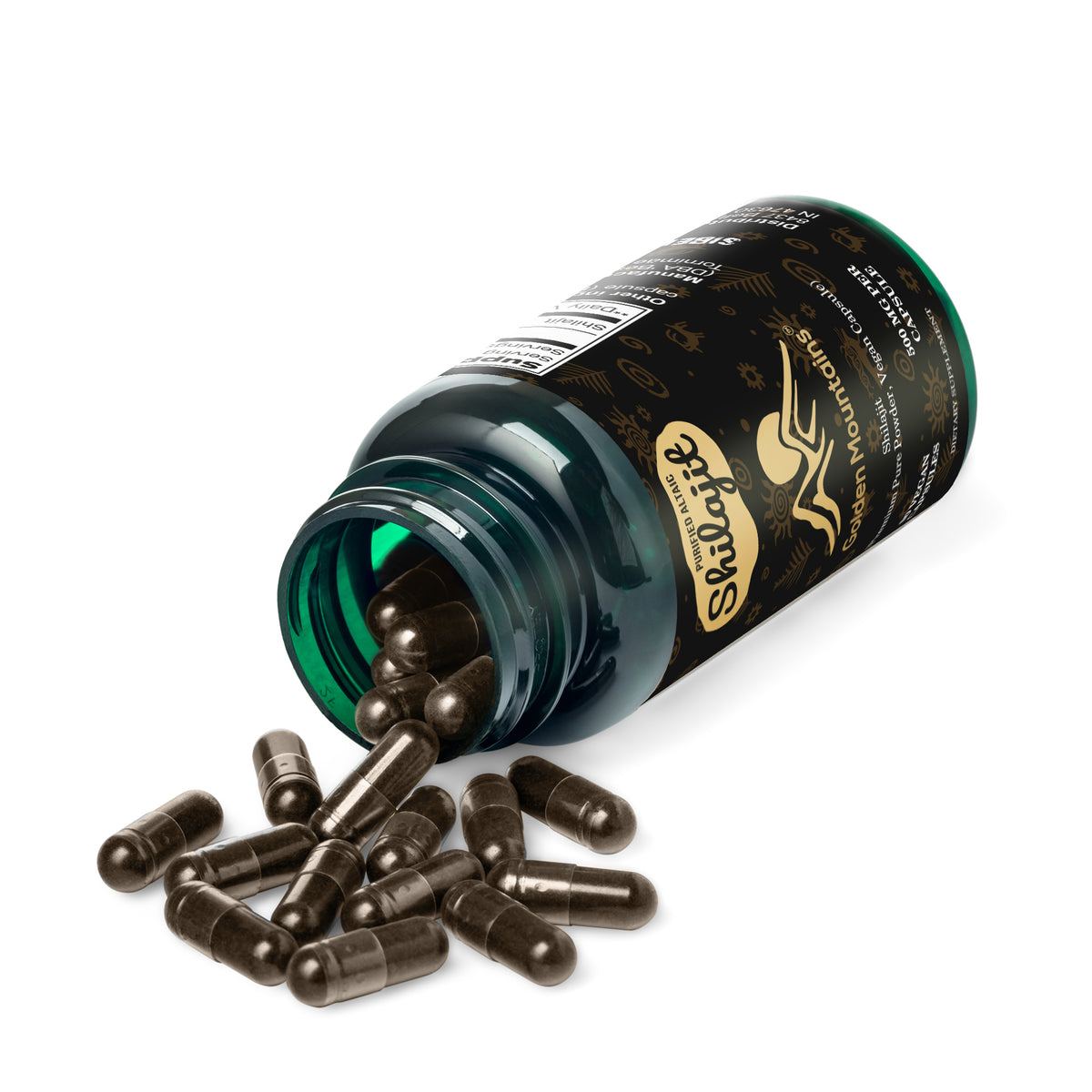 Golden Mountains Shilajit Vegan Capsules – 500mg, 90 Vegan Capsules