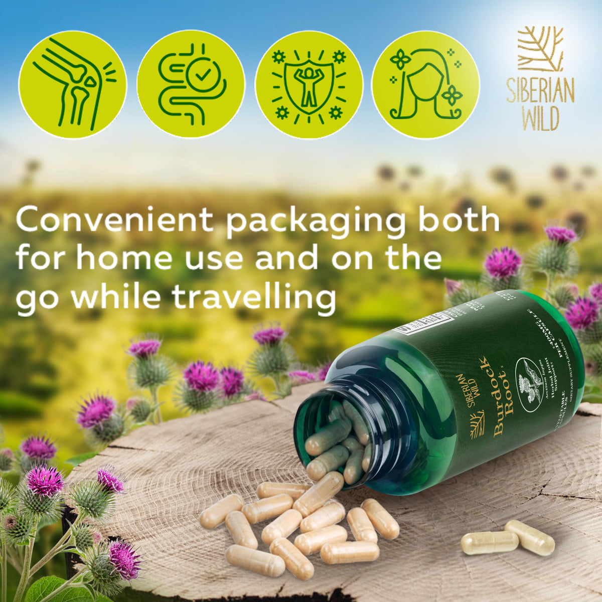 Siberian Wild Burdock Root Capsules – 1200mg