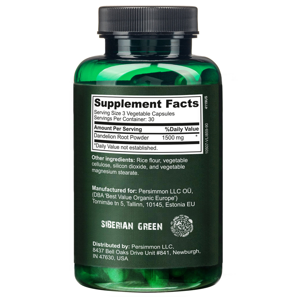 Siberian Wild Dandelion Root Capsules – 1500mg Vegan Liver Support