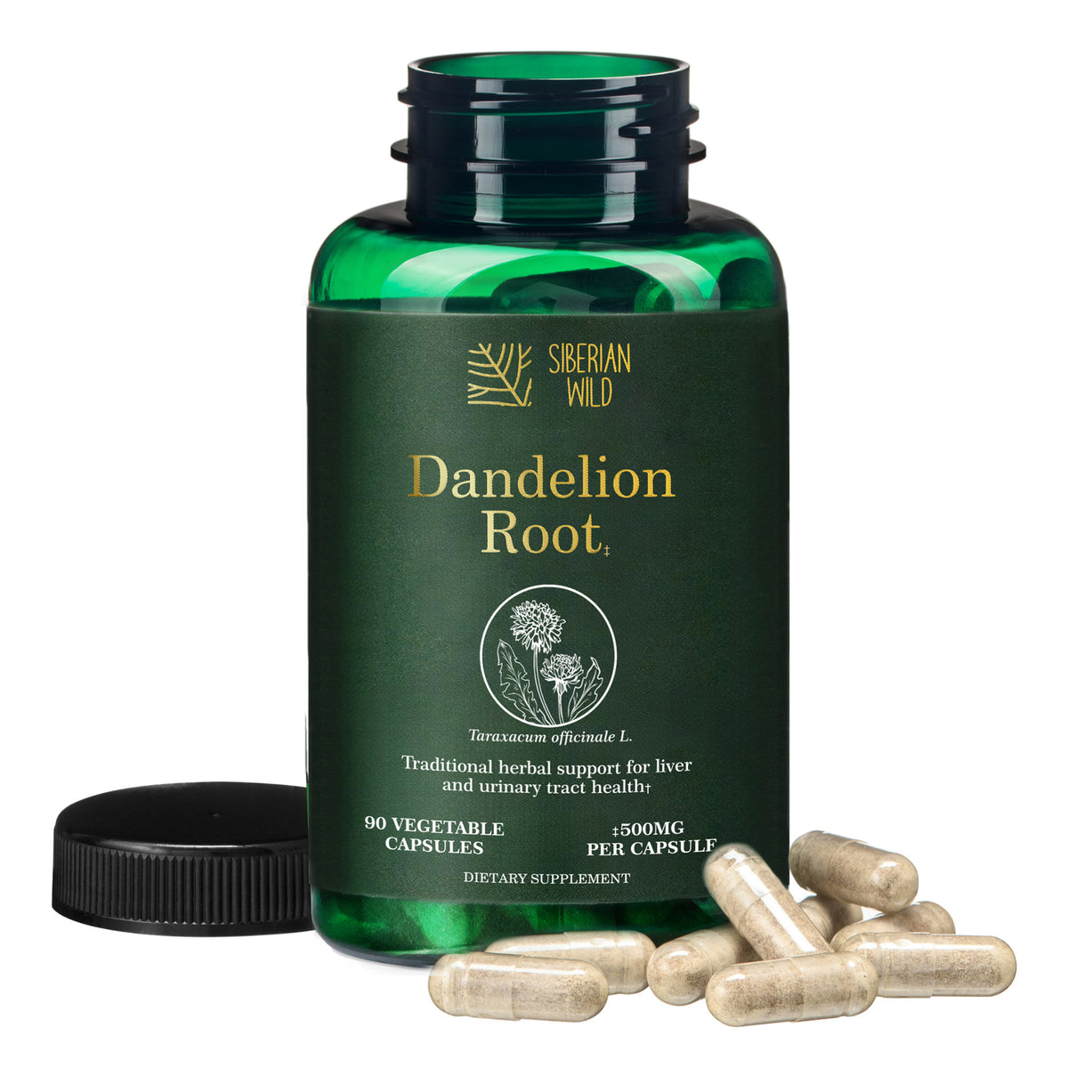 Siberian Wild Dandelion Root Capsules – 1500mg Vegan Liver Support
