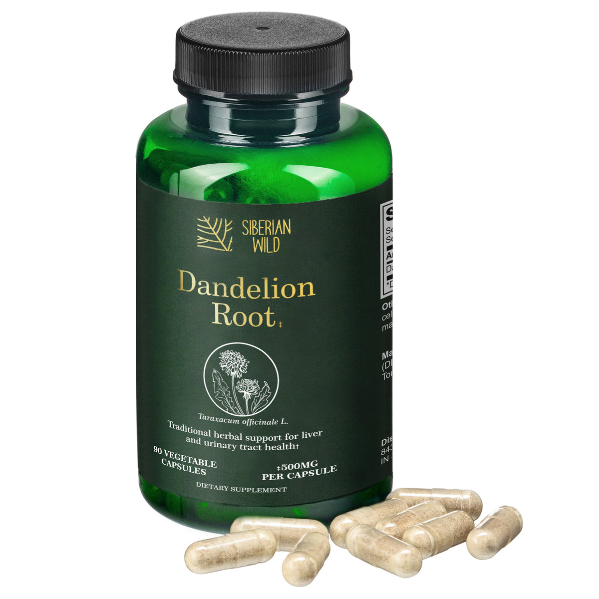 Siberian Wild Dandelion Root Capsules – 1500mg Vegan Liver Support