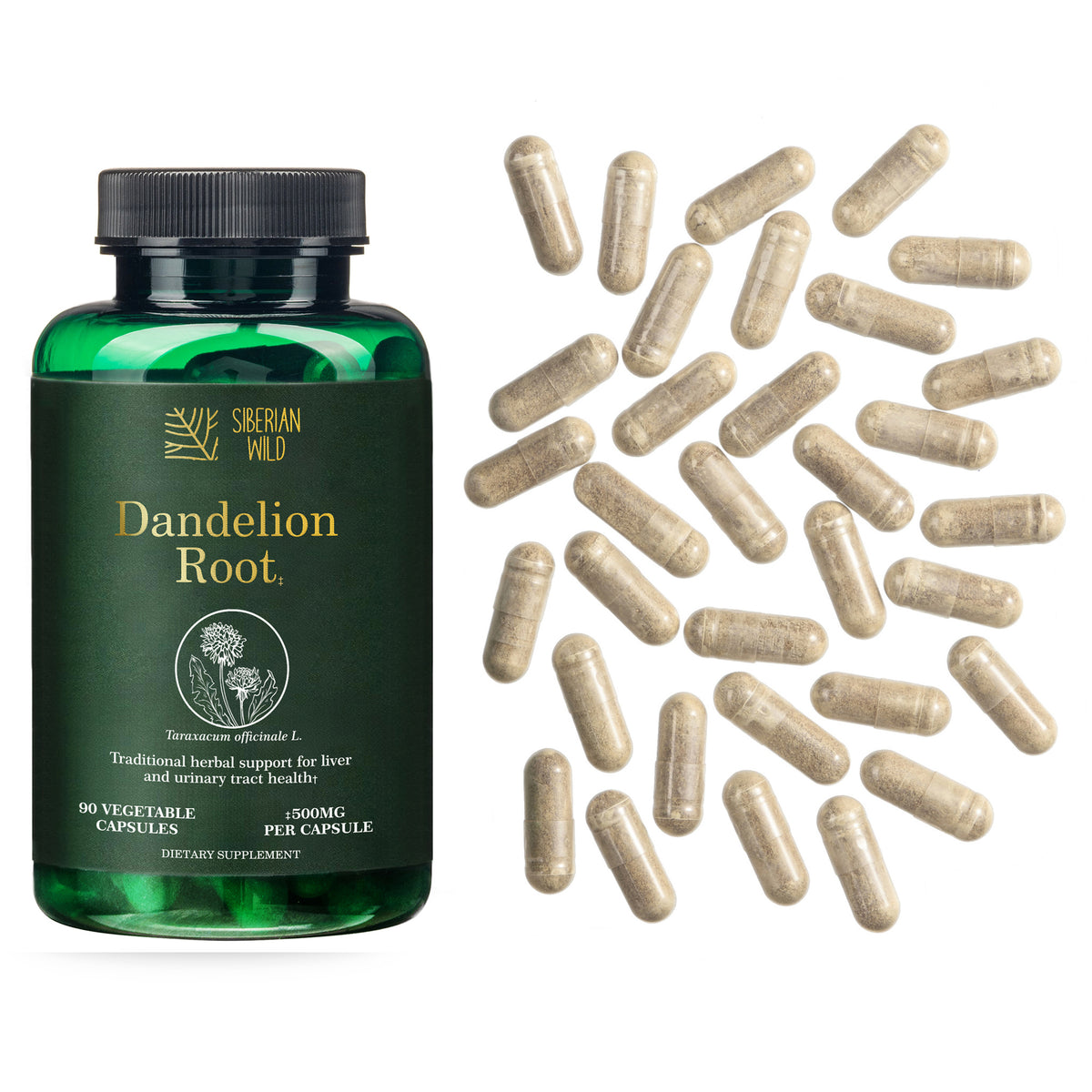 Siberian Wild Dandelion Root Capsules – 1500mg Vegan Liver Support