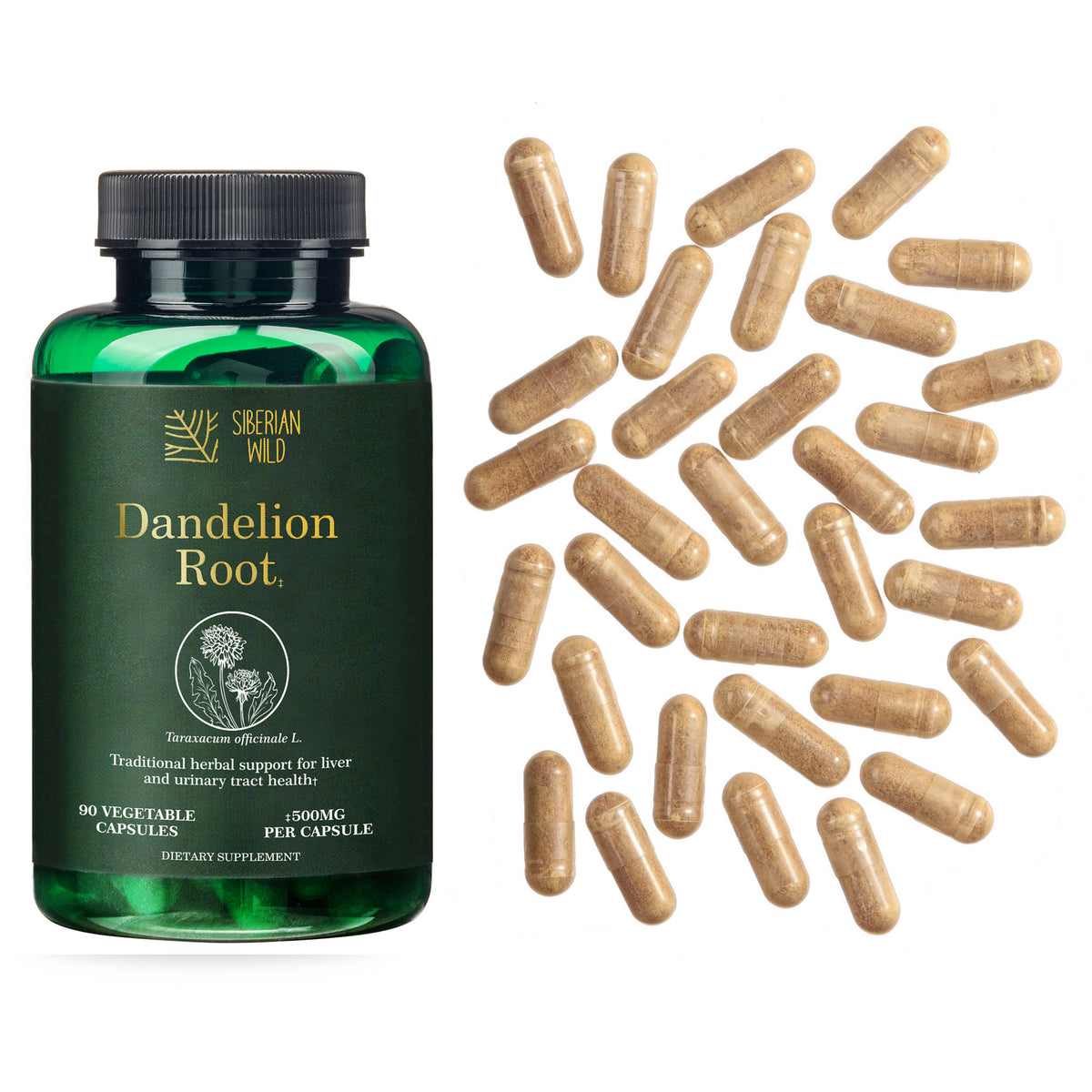 Siberian Wild Dandelion Root Capsules – 1500mg Vegan Liver Support
