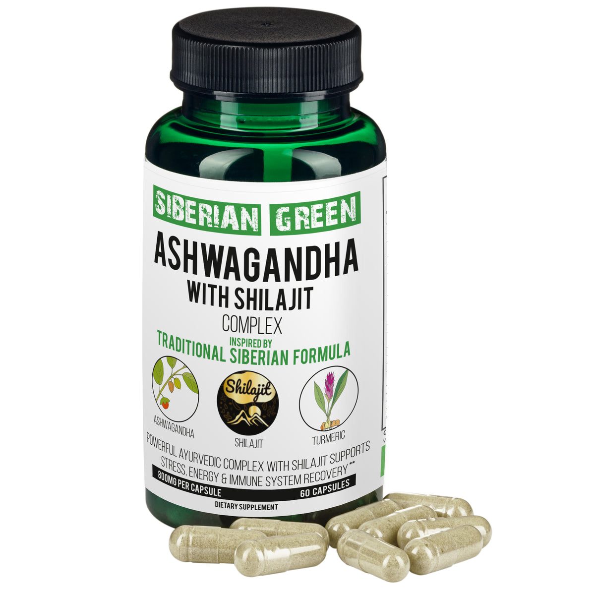 Shilajit and Ashwagandha Complex – 60 Capsules for Relieving Stress and Increasing Strength and Energy