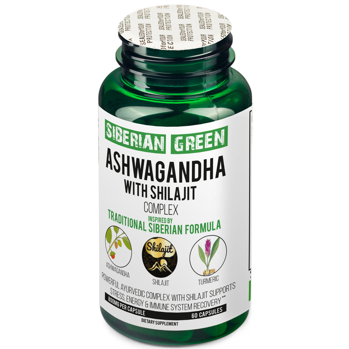 Shilajit and Ashwagandha Complex – 60 Capsules for Relieving Stress and Increasing Strength and Energy