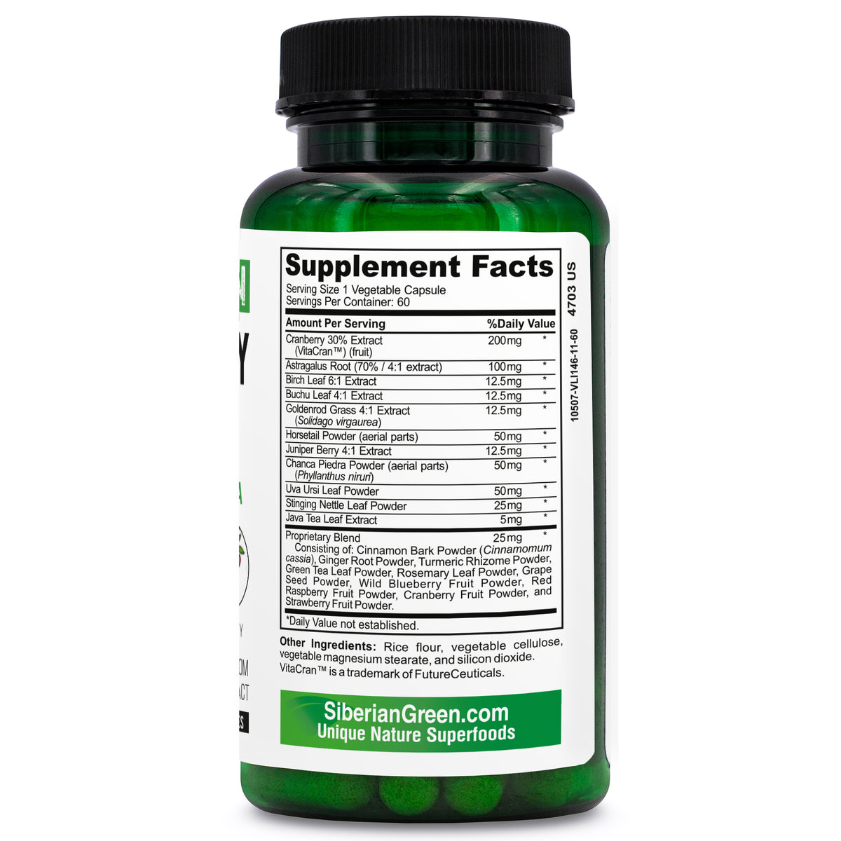 Siberian Green Herbal Kidney Detox 60 Capsules – Cranberry Birch Juniper Traditional Siberian Formula