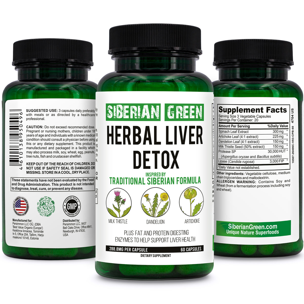Herbal Liver Detox with Milk Thistle, Artichoke & Dandelion – 60 Capsules