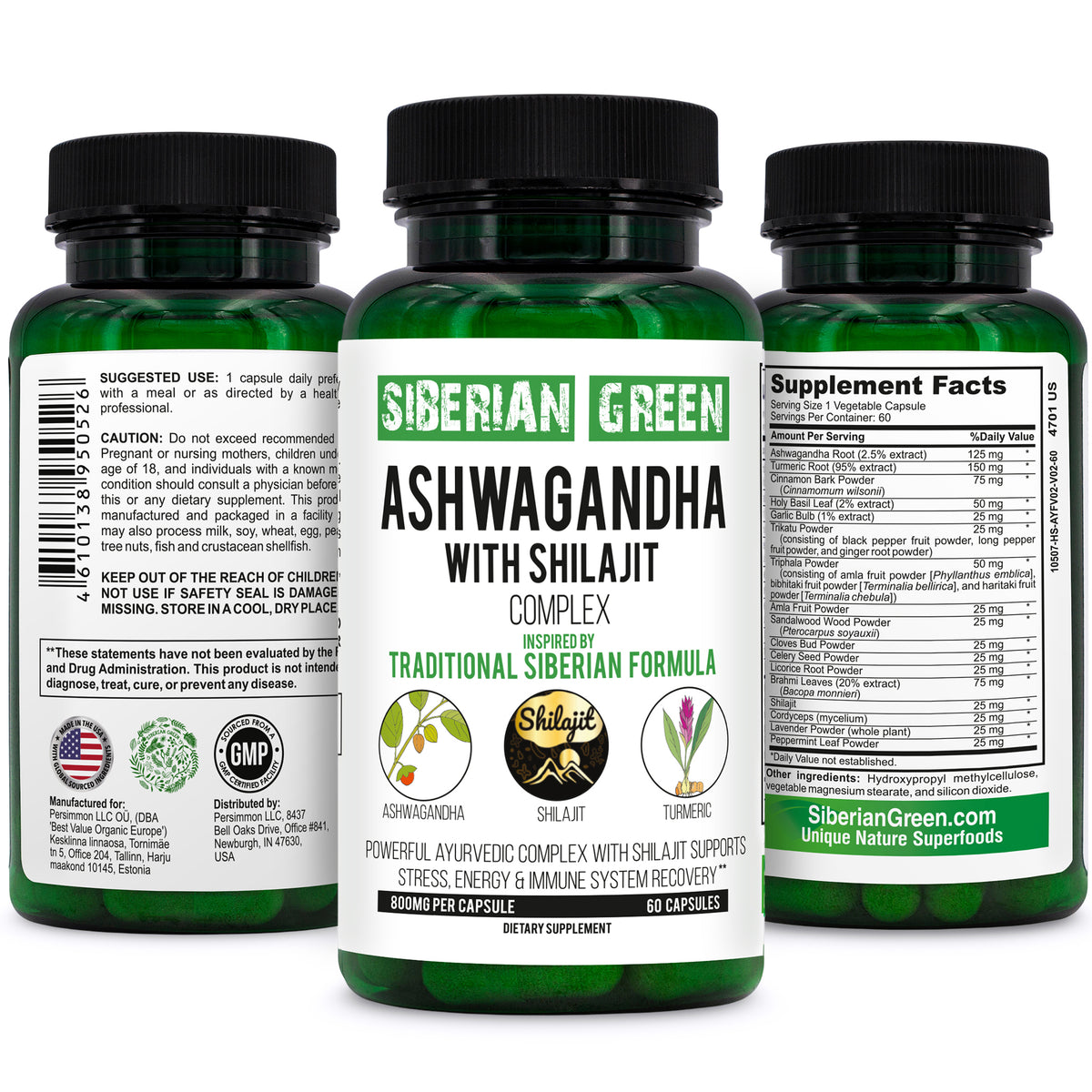 Shilajit and Ashwagandha Complex – 60 Capsules for Relieving Stress and Increasing Strength and Energy