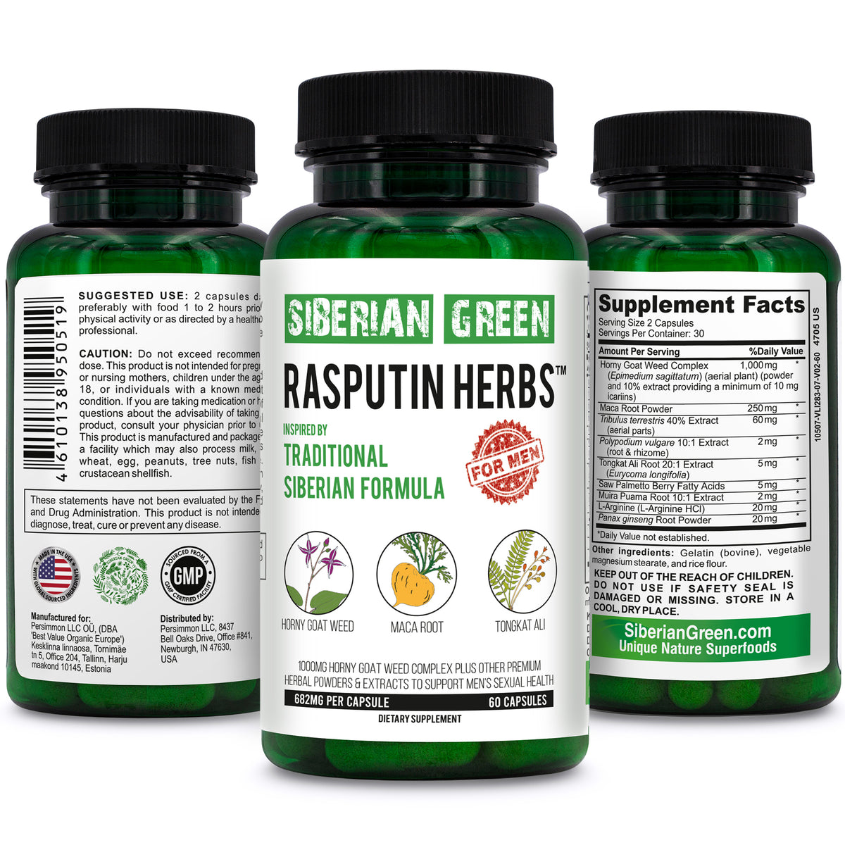 Siberian Green Rasputin Herbs with Maca Root Complex 60 Caps