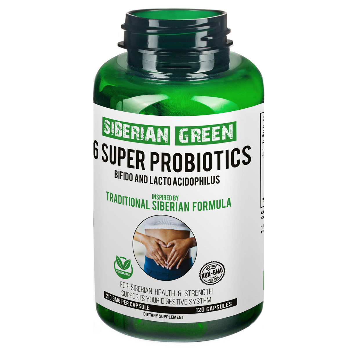 Siberian Green 6 Super Probiotics Bifido & Lacto Acidophilus 120 Caps - Traditional Siberian Formula