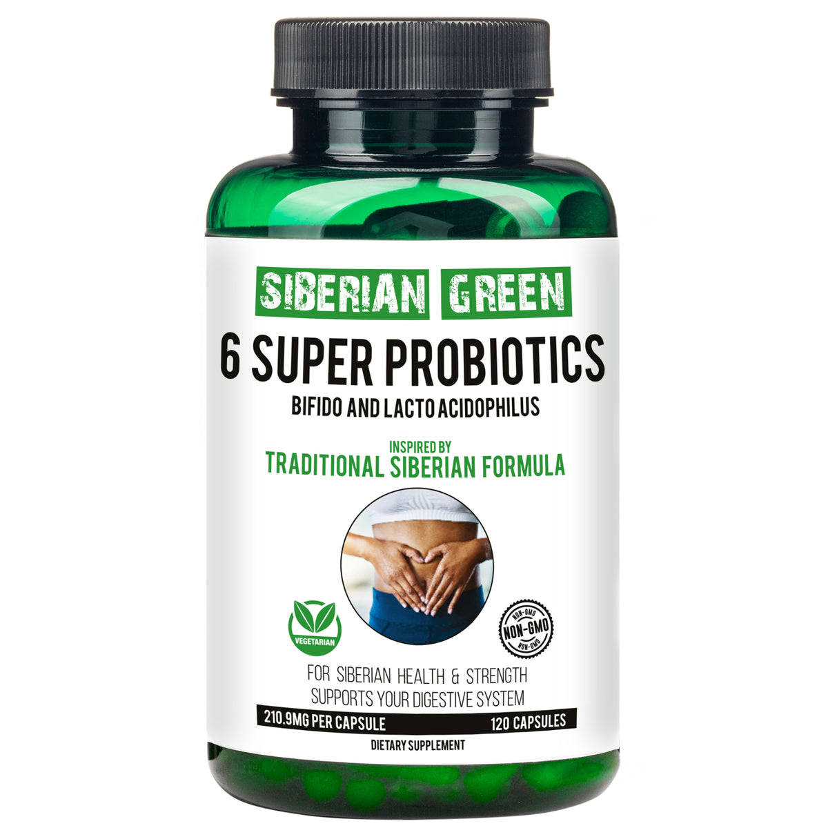 Siberian Green 6 Super Probiotics Bifido & Lacto Acidophilus 120 Caps - Traditional Siberian Formula