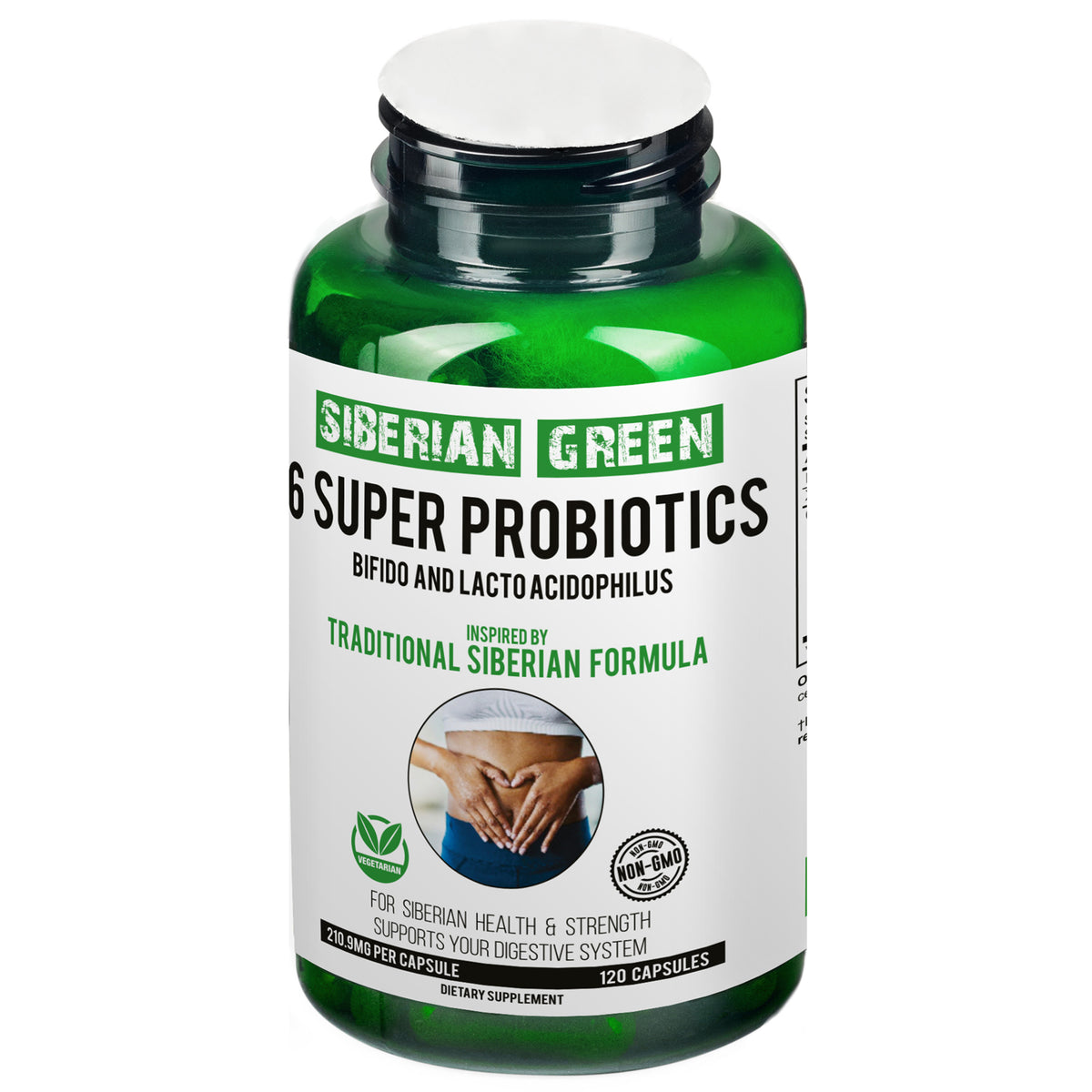 Siberian Green 6 Super Probiotics Bifido & Lacto Acidophilus 120 Caps - Traditional Siberian Formula