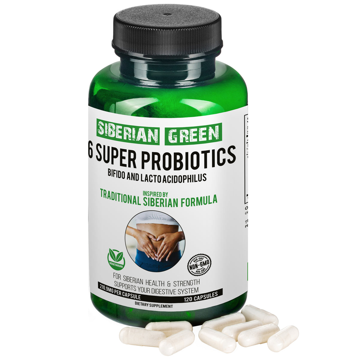 Siberian Green 6 Super Probiotics Bifido & Lacto Acidophilus 120 Caps - Traditional Siberian Formula